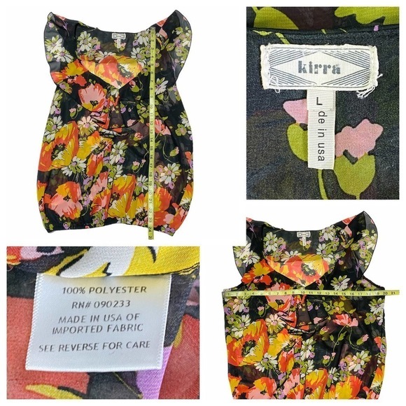 KIRRA Black Floral V-Neck Sleeveless Blouse - Picture 10 of 11